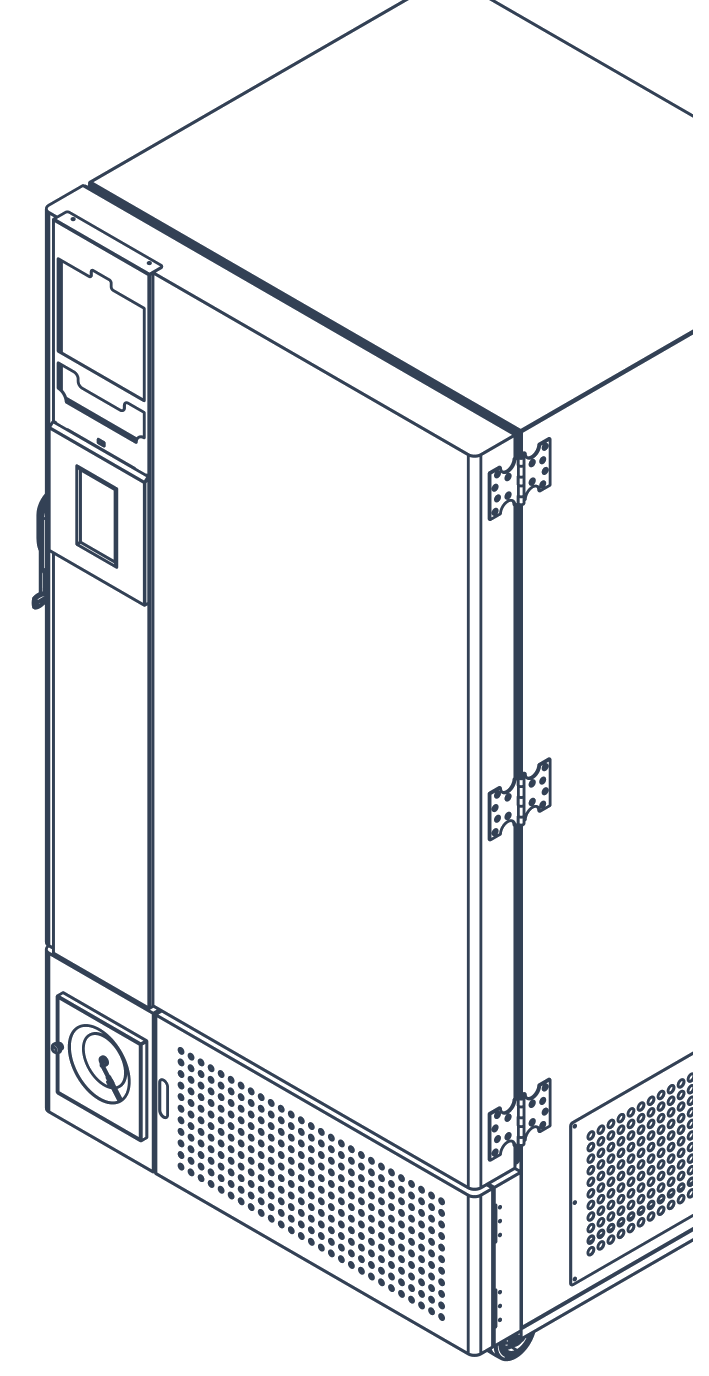 Engineering drawing of a Bravis ultra-low temperature freezer